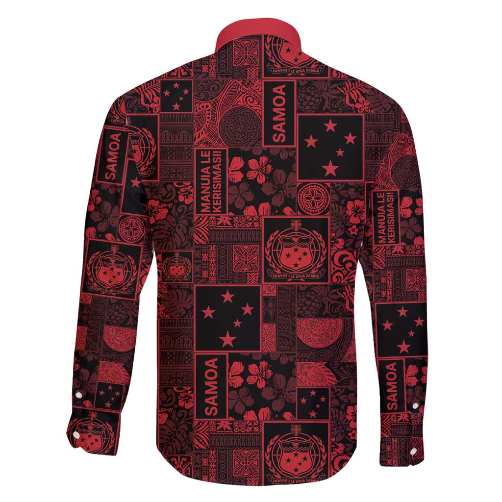 Dark Samoa Manuia Le Kerisimasi Family Matching Puletasi and Hawaiian Shirt Pacific Patchwork Xmas Vibes - Polynesian Pride