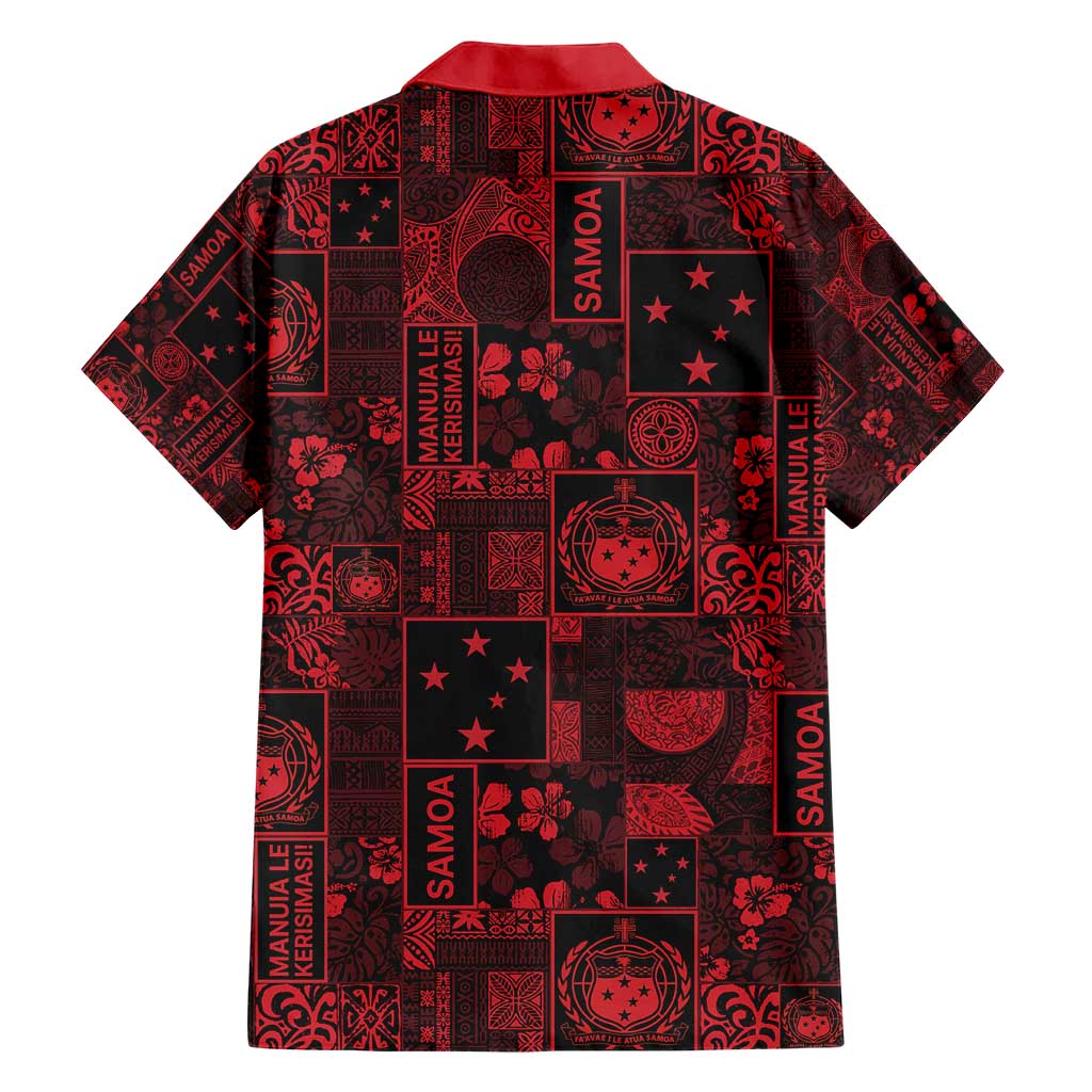 Dark Samoa Manuia Le Kerisimasi Hawaiian Shirt Pacific Patchwork Xmas Vibes - Polynesian Pride