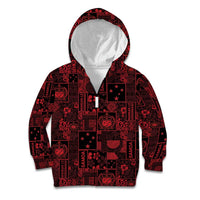 Dark Samoa Manuia Le Kerisimasi Kid Hoodie Pacific Patchwork Xmas Vibes - Polynesian Pride