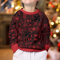 Dark Samoa Manuia Le Kerisimasi Kid Ugly Christmas Sweater Pacific Patchwork Xmas Vibes - Polynesian Pride