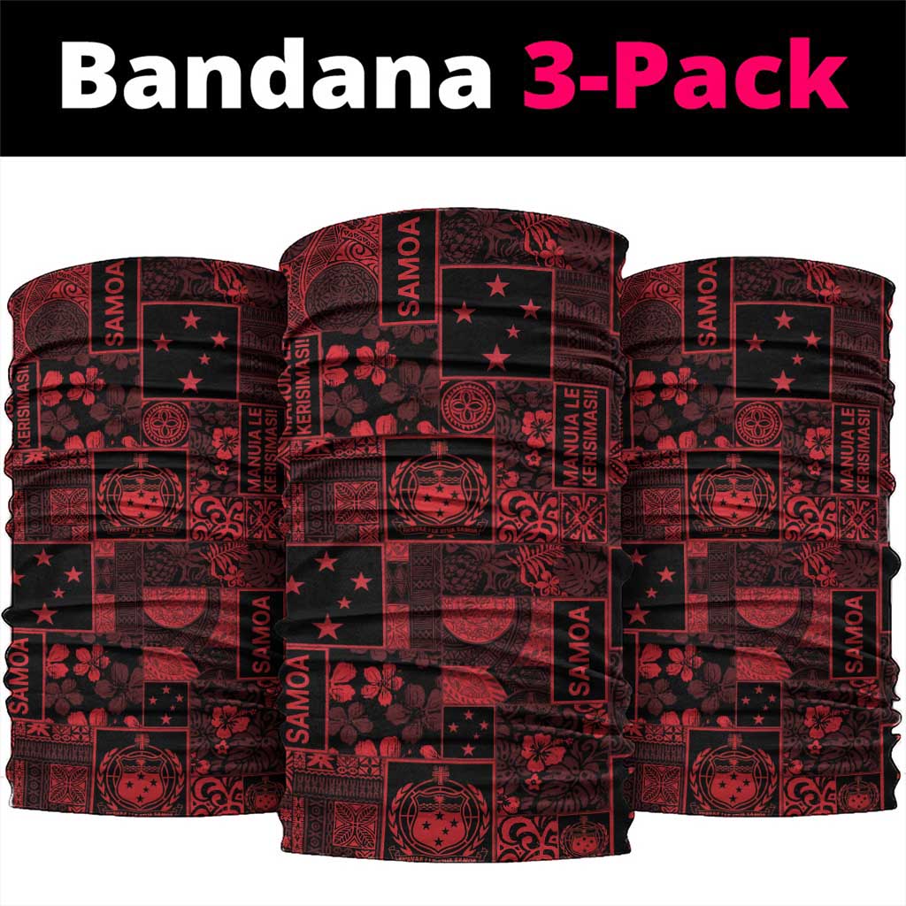 Dark Samoa Manuia Le Kerisimasi Neck Gaiter Pacific Patchwork Xmas Vibes - Polynesian Pride