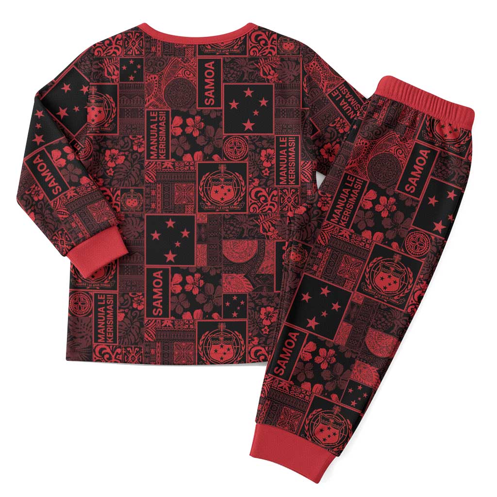 Dark Samoa Manuia Le Kerisimasi Christmas Pajama Set Pacific Patchwork Xmas Vibes - Polynesian Pride