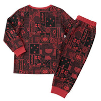Dark Samoa Manuia Le Kerisimasi Christmas Pajama Set Pacific Patchwork Xmas Vibes - Polynesian Pride