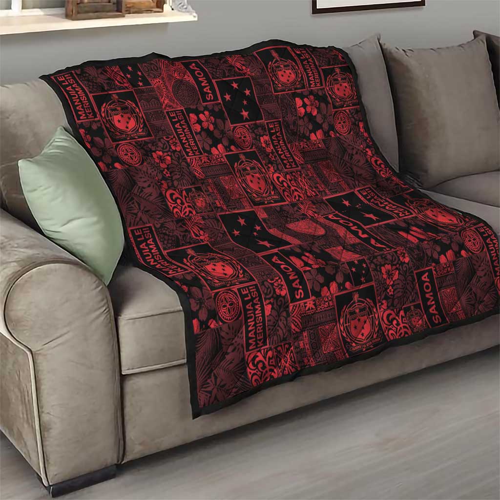 Dark Samoa Manuia Le Kerisimasi Quilt Pacific Patchwork Xmas Vibes - Polynesian Pride