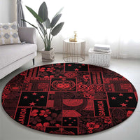 Dark Samoa Manuia Le Kerisimasi Round Carpet Pacific Patchwork Xmas Vibes - Polynesian Pride