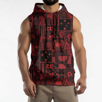 Dark Samoa Manuia Le Kerisimasi Sleeveless Hoodie Pacific Patchwork Xmas Vibes - Polynesian Pride