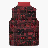 Dark Samoa Manuia Le Kerisimasi Sleeveless Puffer Jacket Pacific Patchwork Xmas Vibes - Polynesian Pride
