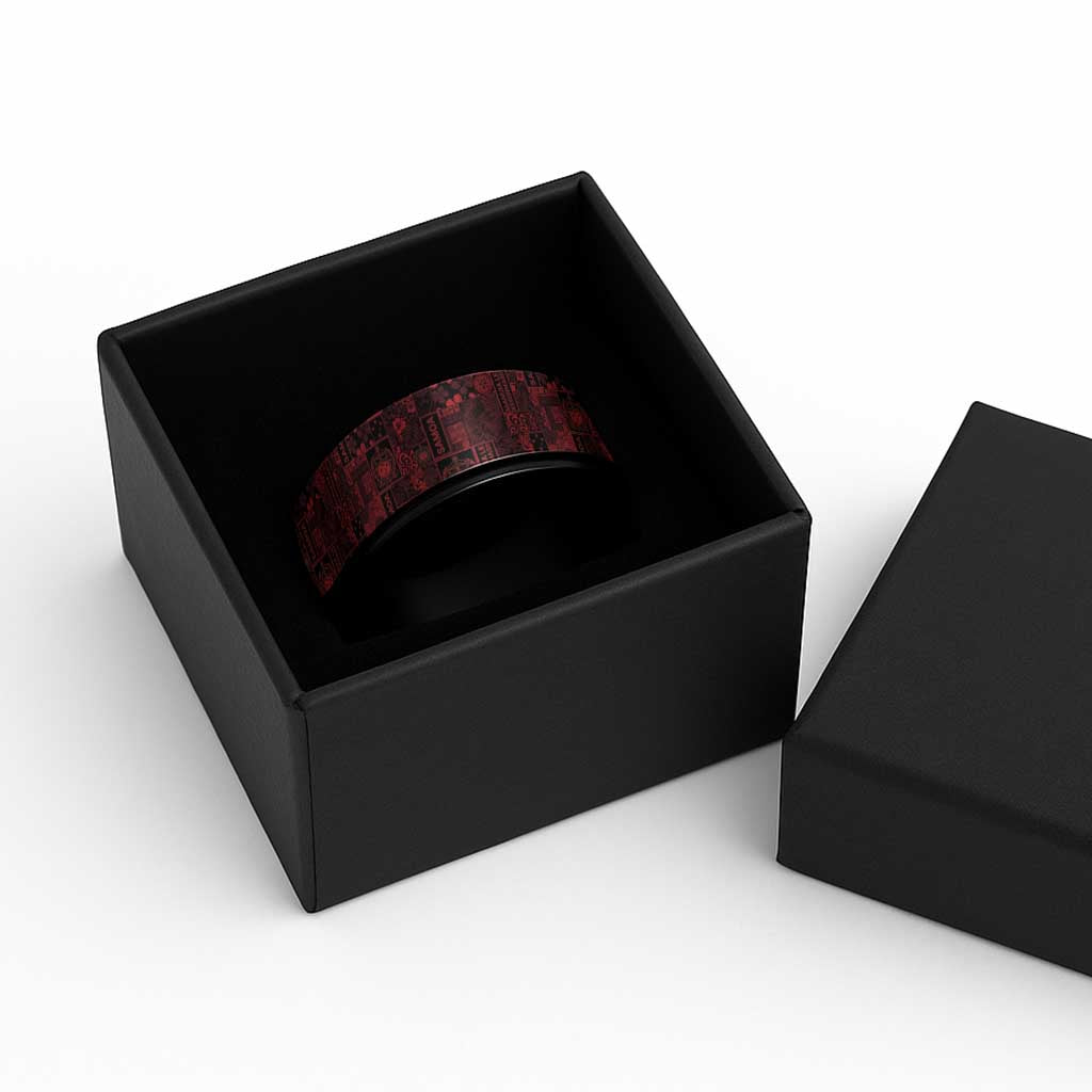 Dark Samoa Manuia Le Kerisimasi Spinner Ring Pacific Patchwork Xmas Vibes - Polynesian Pride