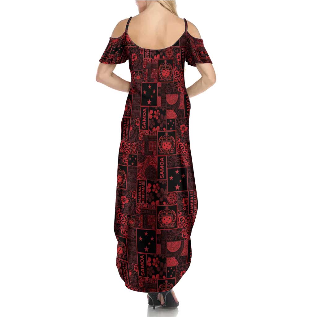 Dark Samoa Manuia Le Kerisimasi Summer Maxi Dress Pacific Patchwork Xmas Vibes - Polynesian Pride