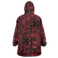 Dark Samoa Manuia Le Kerisimasi Wearable Blanket Hoodie Pacific Patchwork Xmas Vibes - Polynesian Pride