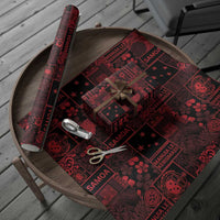 Dark Samoa Manuia Le Kerisimasi Wrapping Paper Pacific Patchwork Xmas Vibes - Polynesian Pride