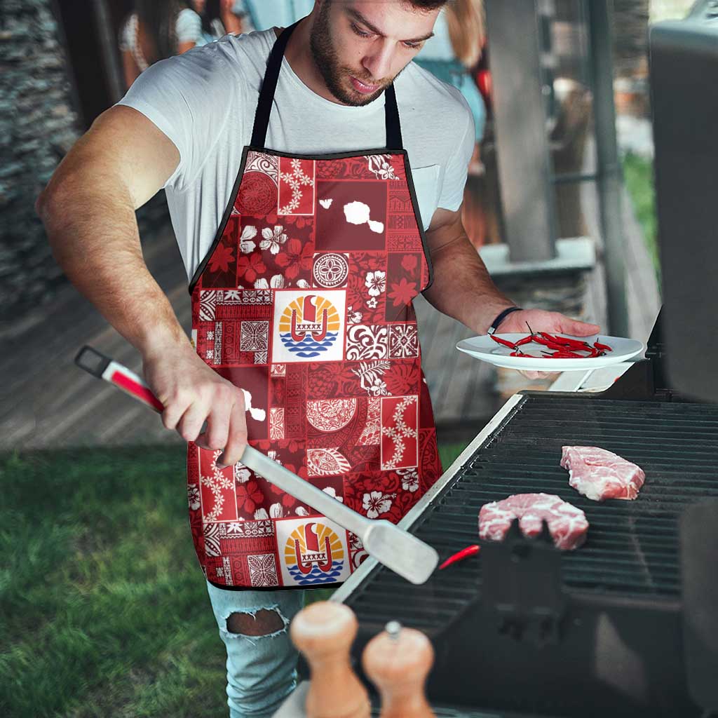 Tahiti Oaoa I Teie Noera Apron Pacific Patchwork Xmas Vibes - Polynesian Pride