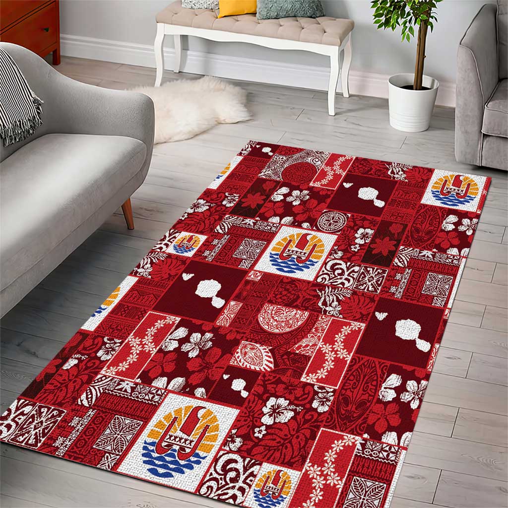 Tahiti Oaoa I Teie Noera Area Rug Pacific Patchwork Xmas Vibes - Polynesian Pride