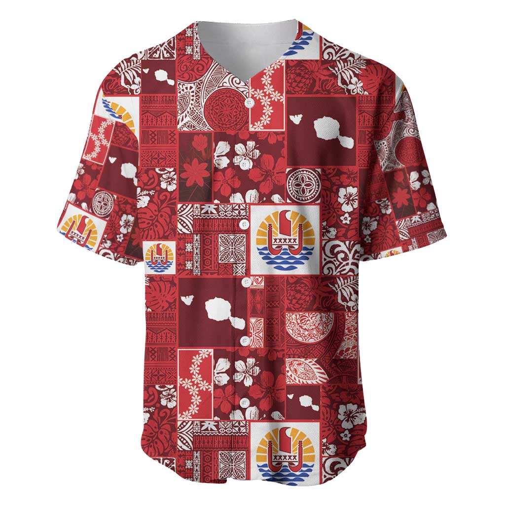 Tahiti Oaoa I Teie Noera Baseball Jersey Pacific Patchwork Xmas Vibes - Polynesian Pride
