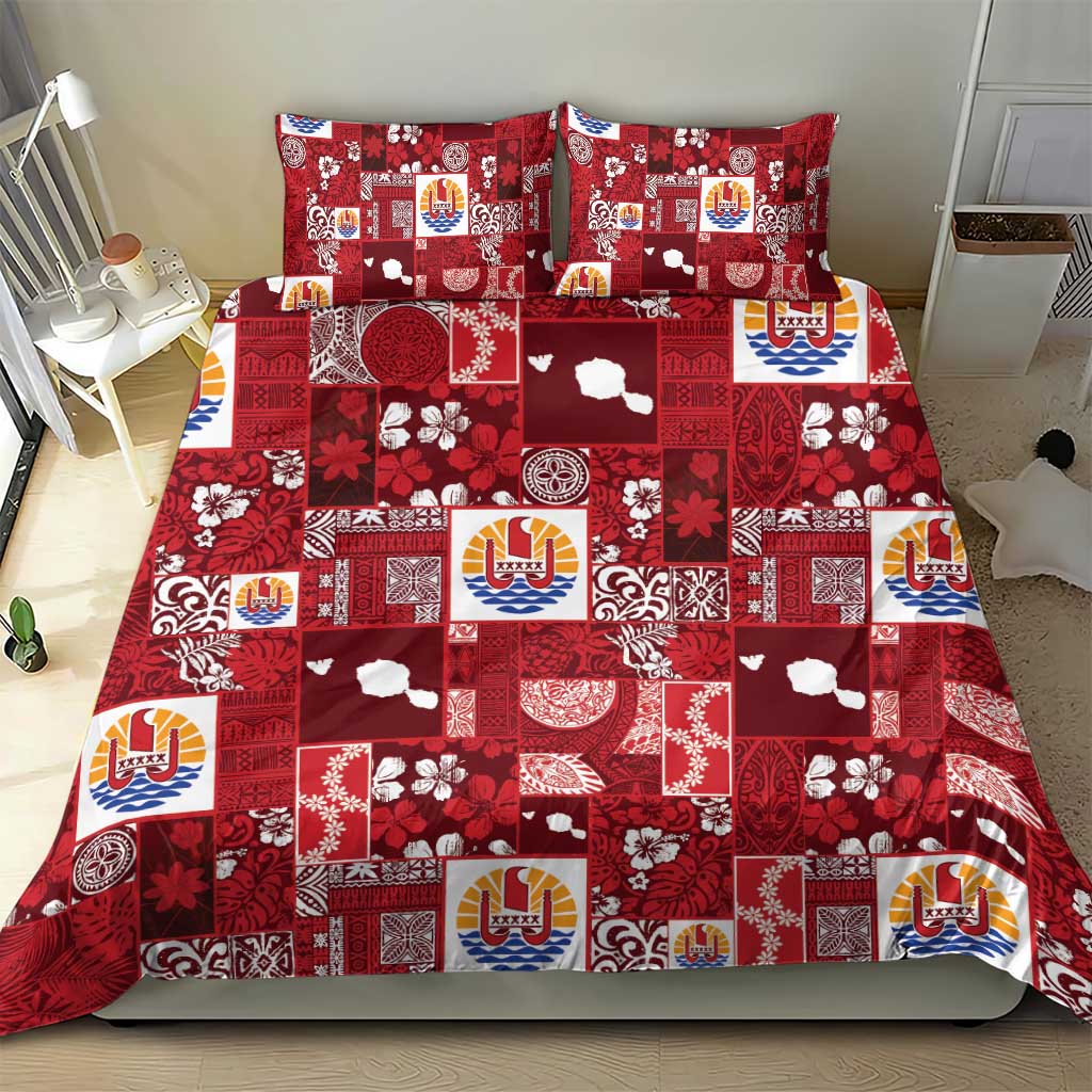 Tahiti Oaoa I Teie Noera Bedding Set Pacific Patchwork Xmas Vibes - Polynesian Pride