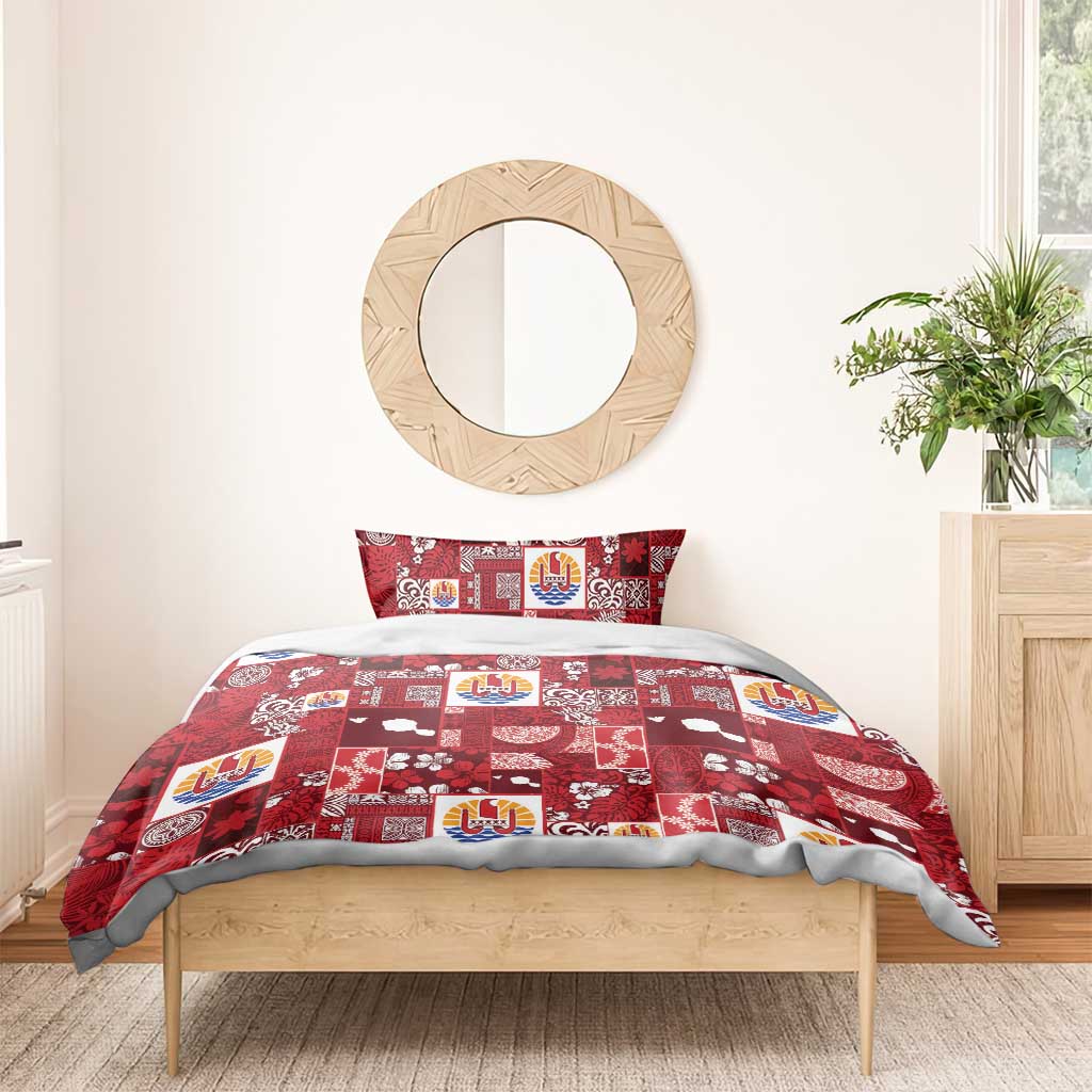 Tahiti Oaoa I Teie Noera Bedding Set Pacific Patchwork Xmas Vibes - Polynesian Pride