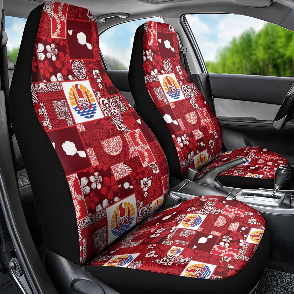 Tahiti Oaoa I Teie Noera Car Seat Cover Pacific Patchwork Xmas Vibes - Polynesian Pride