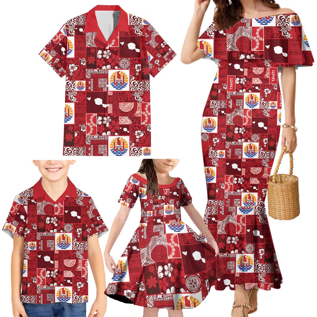 Tahiti Oaoa I Teie Noera Family Matching Mermaid Dress and Hawaiian Shirt Pacific Patchwork Xmas Vibes - Polynesian Pride