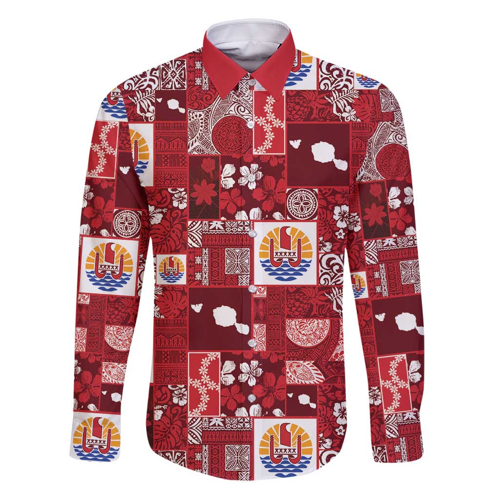 Tahiti Oaoa I Teie Noera Family Matching Off Shoulder Short Dress and Hawaiian Shirt Pacific Patchwork Xmas Vibes - Polynesian Pride