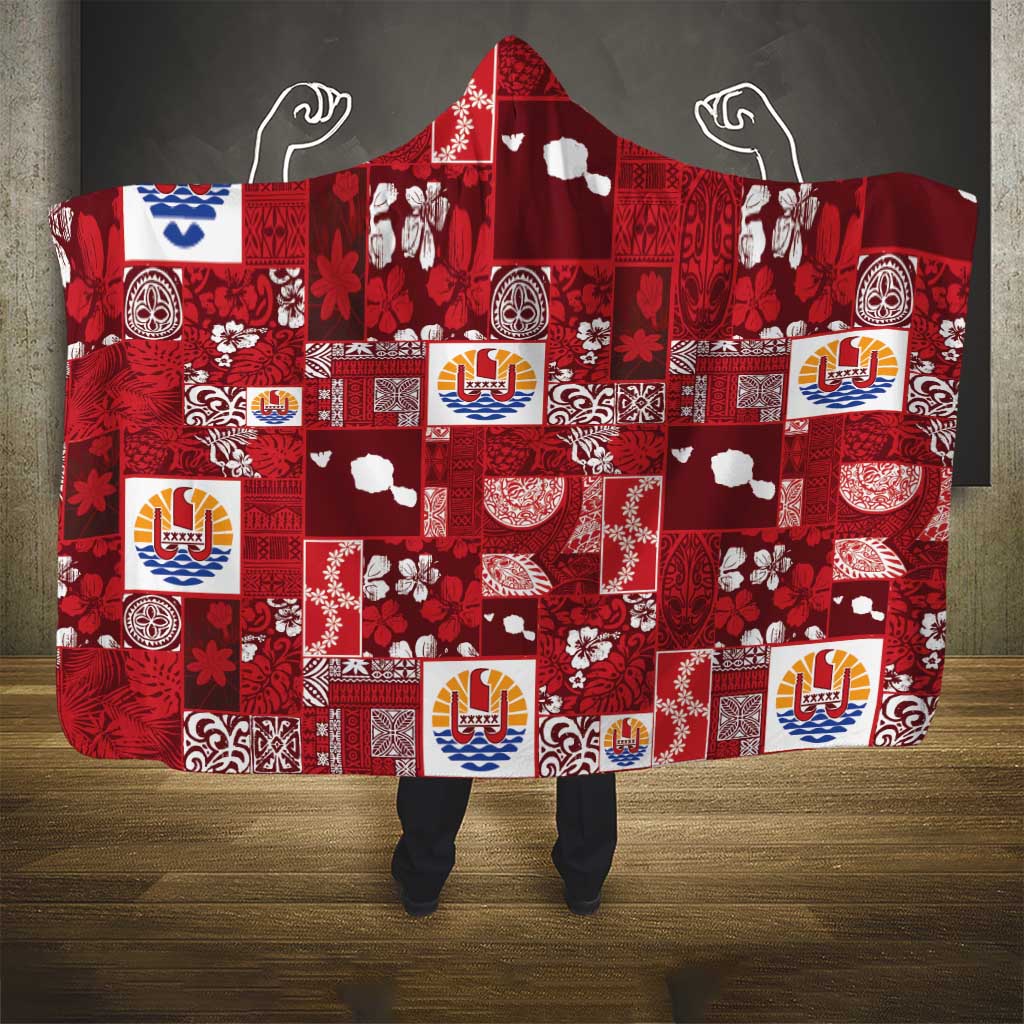 Tahiti Oaoa I Teie Noera Hooded Blanket Pacific Patchwork Xmas Vibes - Polynesian Pride