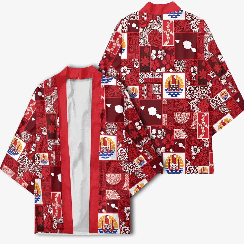 Tahiti Oaoa I Teie Noera Kimono Pacific Patchwork Xmas Vibes - Polynesian Pride