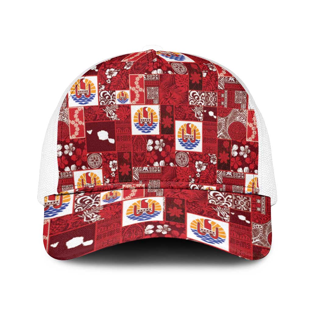 Tahiti Oaoa I Teie Noera Mesh Trucker Cap Pacific Patchwork Xmas Vibes - Polynesian Pride