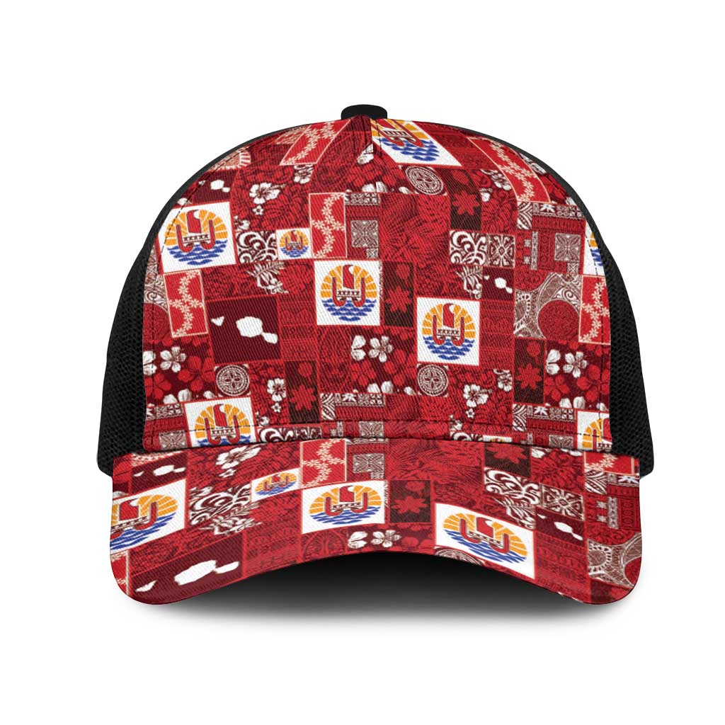 Tahiti Oaoa I Teie Noera Mesh Trucker Cap Pacific Patchwork Xmas Vibes - Polynesian Pride