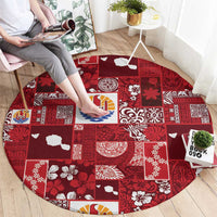 Tahiti Oaoa I Teie Noera Round Carpet Pacific Patchwork Xmas Vibes - Polynesian Pride