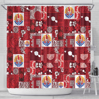 Tahiti Oaoa I Teie Noera Shower Curtain Pacific Patchwork Xmas Vibes - Polynesian Pride