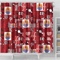 Tahiti Oaoa I Teie Noera Shower Curtain Pacific Patchwork Xmas Vibes - Polynesian Pride