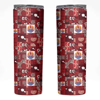 Tahiti Oaoa I Teie Noera Skinny Tumbler Pacific Patchwork Xmas Vibes - Polynesian Pride