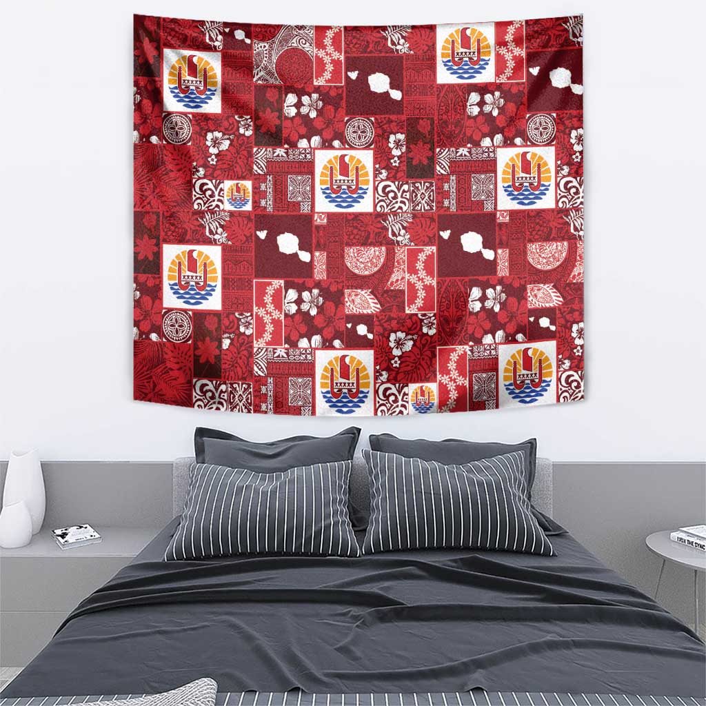 Tahiti Oaoa I Teie Noera Tapestry Pacific Patchwork Xmas Vibes - Polynesian Pride