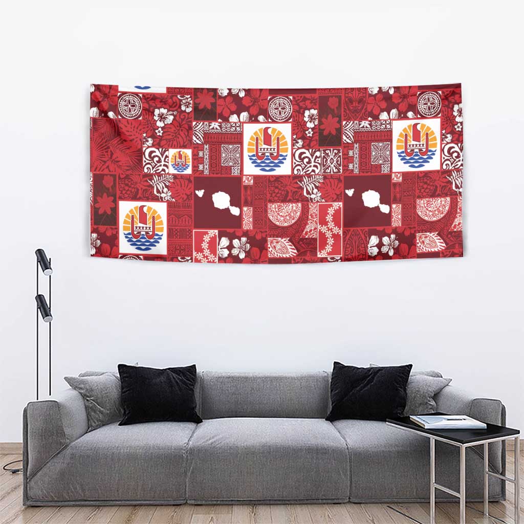 Tahiti Oaoa I Teie Noera Tapestry Pacific Patchwork Xmas Vibes - Polynesian Pride