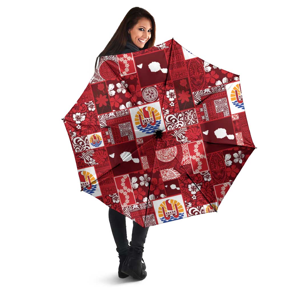 Tahiti Oaoa I Teie Noera Umbrella Pacific Patchwork Xmas Vibes - Polynesian Pride