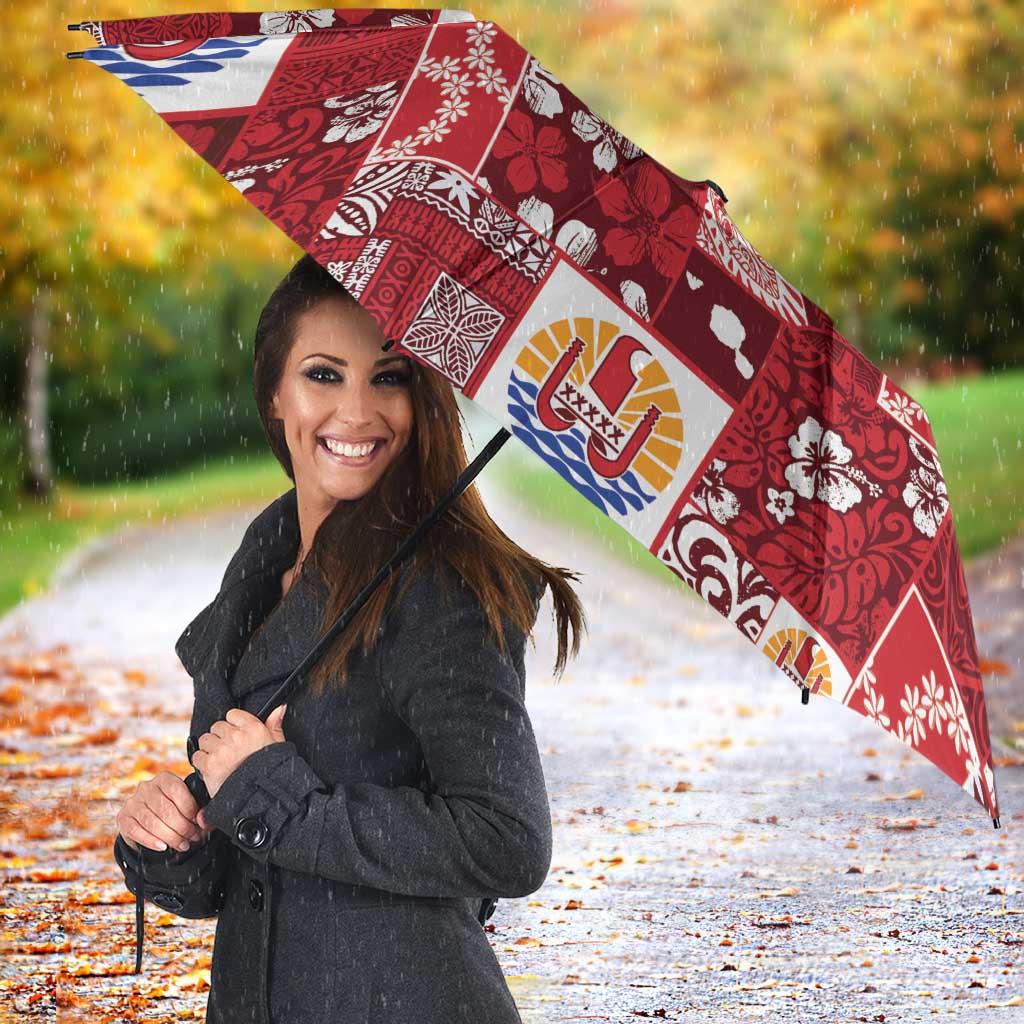 Tahiti Oaoa I Teie Noera Umbrella Pacific Patchwork Xmas Vibes - Polynesian Pride