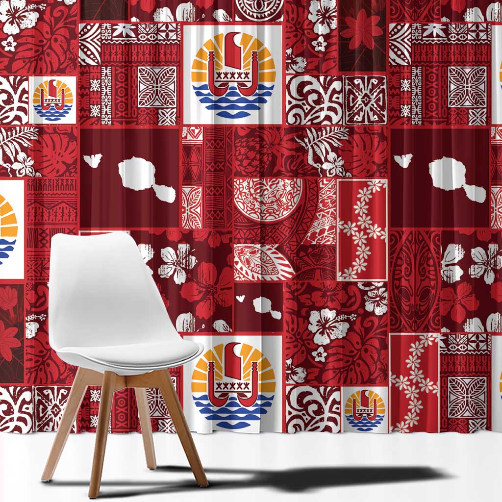 Tahiti Oaoa I Teie Noera Window Curtain Pacific Patchwork Xmas Vibes - Polynesian Pride
