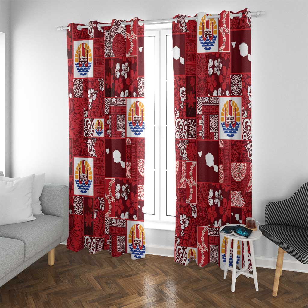 Tahiti Oaoa I Teie Noera Window Curtain Pacific Patchwork Xmas Vibes - Polynesian Pride