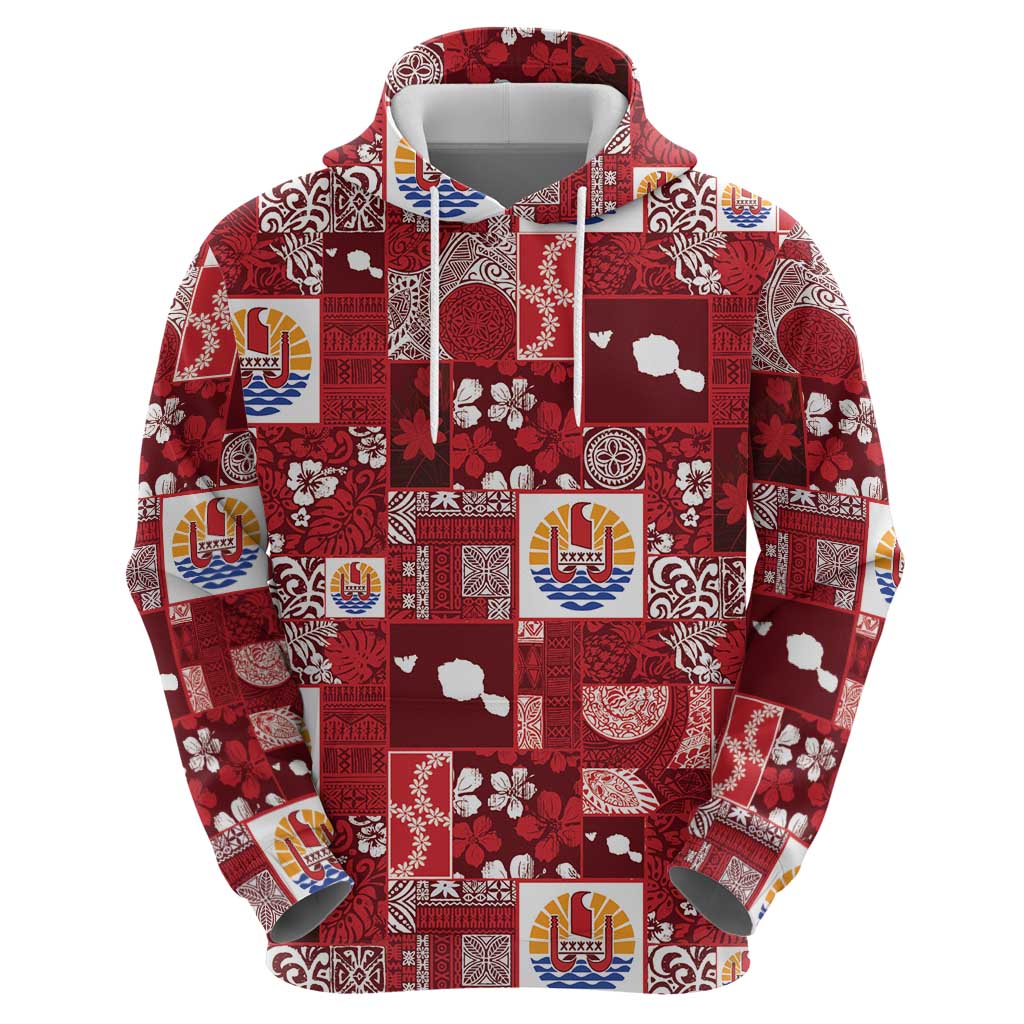 Tahiti Oaoa I Teie Noera Zip Hoodie Pacific Patchwork Xmas Vibes - Polynesian Pride