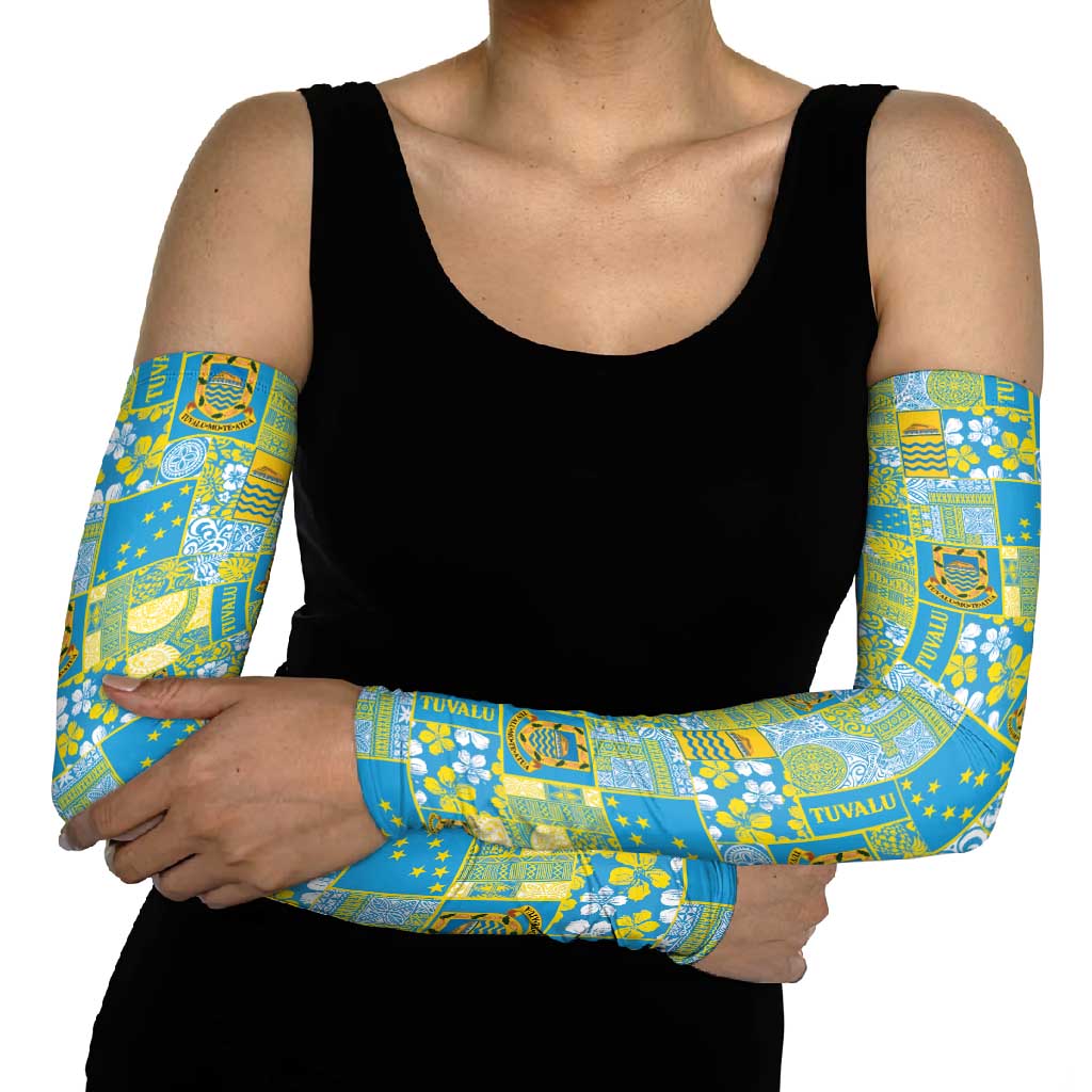 Tuvalu Manuia te Kilisimasi Arm Sleeves Pacific Patchwork Xmas Vibes - Polynesian Pride