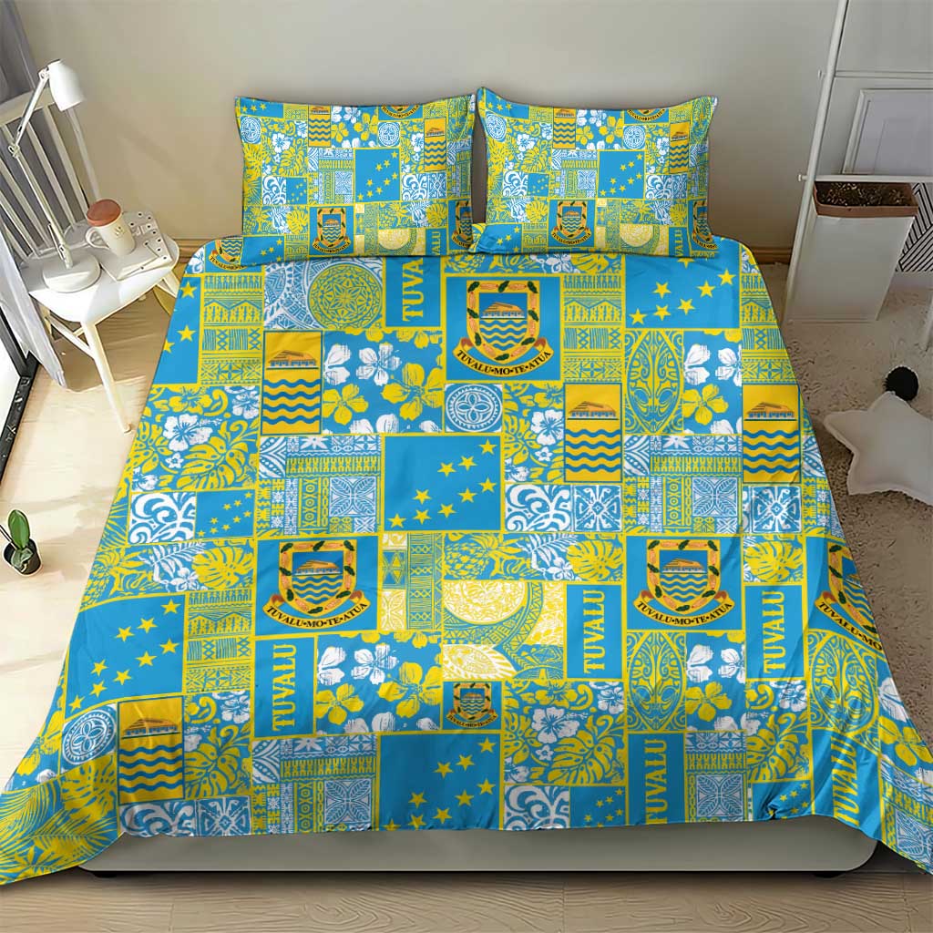 Tuvalu Manuia te Kilisimasi Bedding Set Pacific Patchwork Xmas Vibes - Polynesian Pride