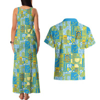 Tuvalu Manuia te Kilisimasi Couples Matching Tank Maxi Dress and Hawaiian Shirt Pacific Patchwork Xmas Vibes - Polynesian Pride
