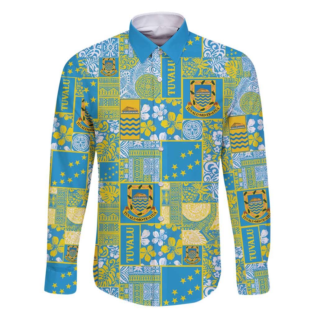 Tuvalu Manuia te Kilisimasi Family Matching Off Shoulder Short Dress and Hawaiian Shirt Pacific Patchwork Xmas Vibes - Polynesian Pride