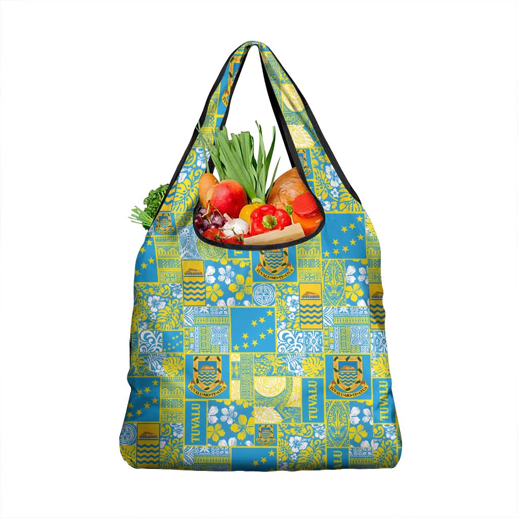 Tuvalu Manuia te Kilisimasi Grocery Bag Pacific Patchwork Xmas Vibes - Polynesian Pride