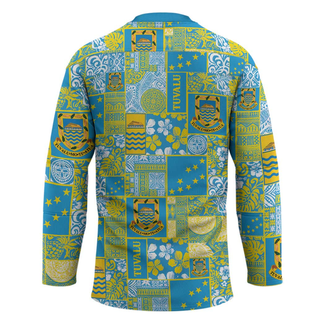 Tuvalu Manuia te Kilisimasi Hockey Jersey Pacific Patchwork Xmas Vibes - Polynesian Pride