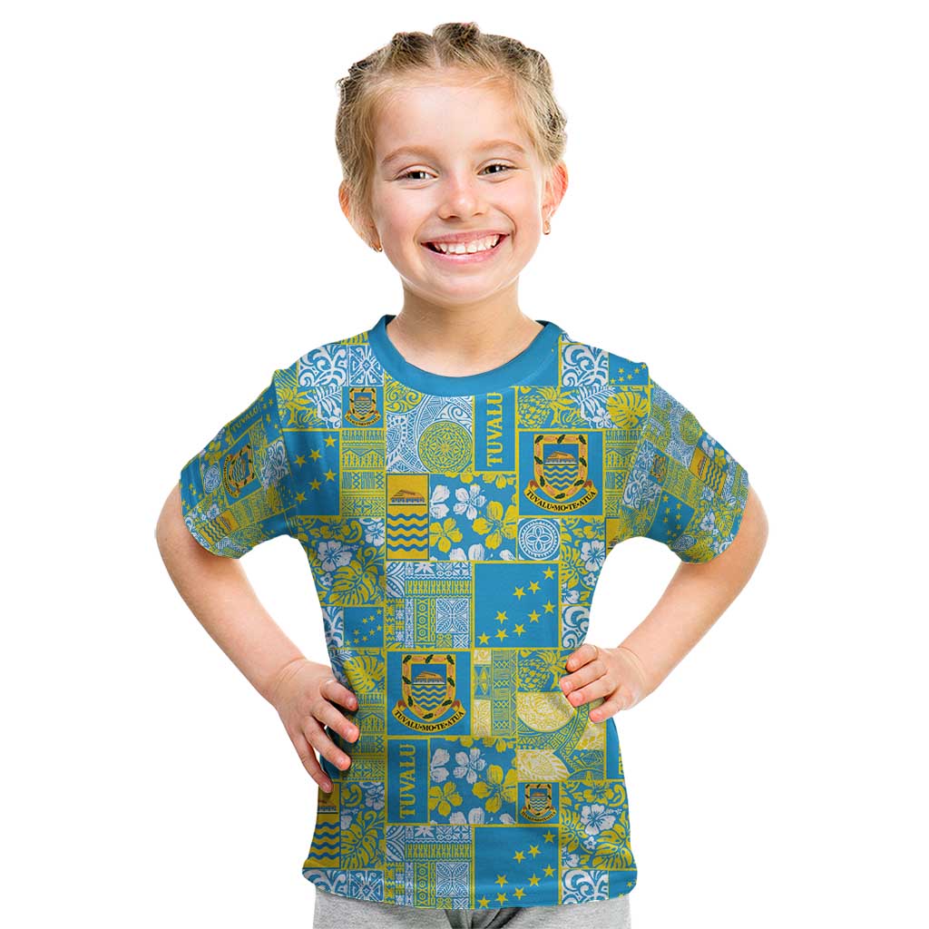 Tuvalu Manuia te Kilisimasi Kid T Shirt Pacific Patchwork Xmas Vibes - Polynesian Pride