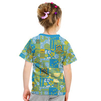 Tuvalu Manuia te Kilisimasi Kid T Shirt Pacific Patchwork Xmas Vibes - Polynesian Pride