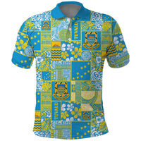 Tuvalu Manuia te Kilisimasi Polo Shirt Pacific Patchwork Xmas Vibes - Polynesian Pride