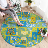 Tuvalu Manuia te Kilisimasi Round Carpet Pacific Patchwork Xmas Vibes - Polynesian Pride