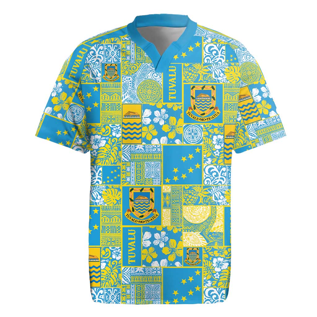 Tuvalu Manuia te Kilisimasi Rugby Jersey Pacific Patchwork Xmas Vibes - Polynesian Pride