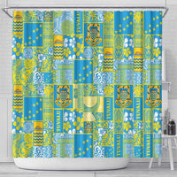 Tuvalu Manuia te Kilisimasi Shower Curtain Pacific Patchwork Xmas Vibes - Polynesian Pride
